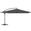 Ombrellone da Giardino a Braccio 355x390x250H cm Girevole a 360° e Inclinabile Grigio   