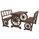 Set Tavolo e 2 Panchine da Giardino in Legno di Pino