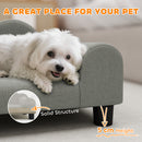 Cuccia Divano per Cani con Braccioli 66x42x28,5 cm in Tessuto French Terry Grigio  