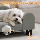 Cuccia Divano per Cani con Braccioli 66x42x28,5 cm in Tessuto French Terry Grigio  