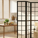 Paravento da Interno a 4 Pannelli Pieghevole 160x170 cm in Legno di Pino e Tessuto non Tessuto Nero e Bianco      