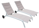 Set 2 Lettini Prendisole da Giardino 194x71x83 cm in Alluminio e Textilene Tortora