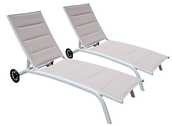 Set 2 Lettini Prendisole da Giardino 194x71x83 cm in Alluminio e Textilene Tortora prezzo