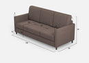 Divano 3 Posti 198x85x85 cm Karay in Tessuto Talpa