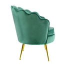 Poltrona Imbottita Schienale a Conchiglia in Velluto Piedi Oro Verde