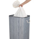 Cesto Portabiancheria 60x40x27 con Maniche e Coperchio in Bambù Grigio