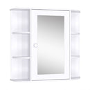 Specchiera da Bagno 1 Anta coon Mensole 66x17x63 cm in Legno  Bianca