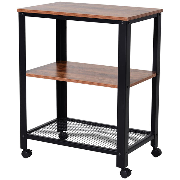 sconto Carrello Portavivande da Cucina 3 Ripiani 60x40x76,5 cm in Metallo e Legno  Nero