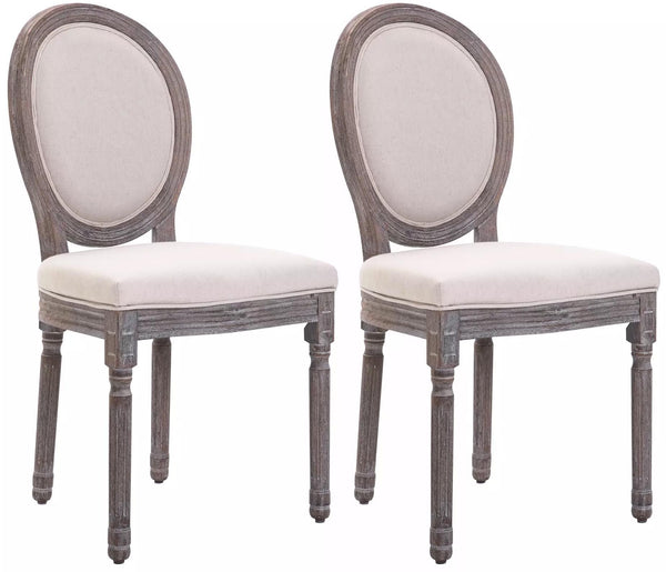 Set 2 Sedie in Legno Rivestimento in Lino Bianco online