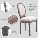 Set 2 Sedie in Legno Rivestimento in Lino  Bianco