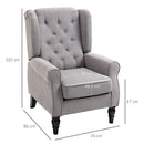 Poltrona in Tessuto Stile Francese 76x86x108 cm  Grigio