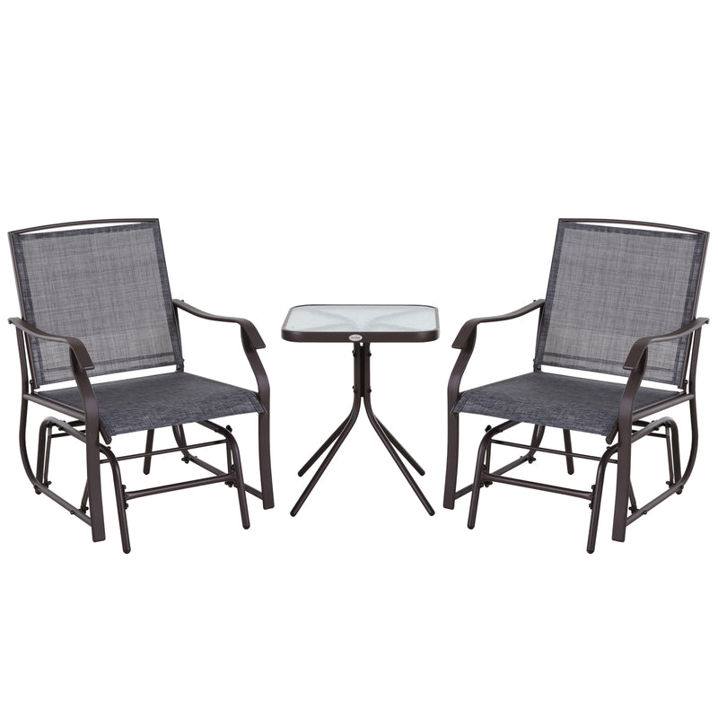 Set Salotto da Giardino in Acciaio 2 Sedie e Tavolino  Marrone e Grigio