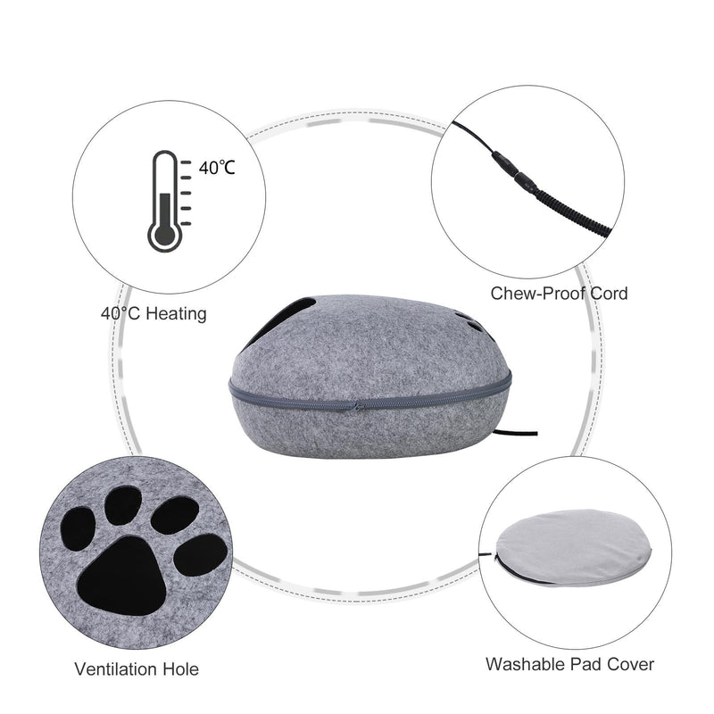 Cuccia per Gatti Riscaldante da Interno 47x38x24 cm  Grigia