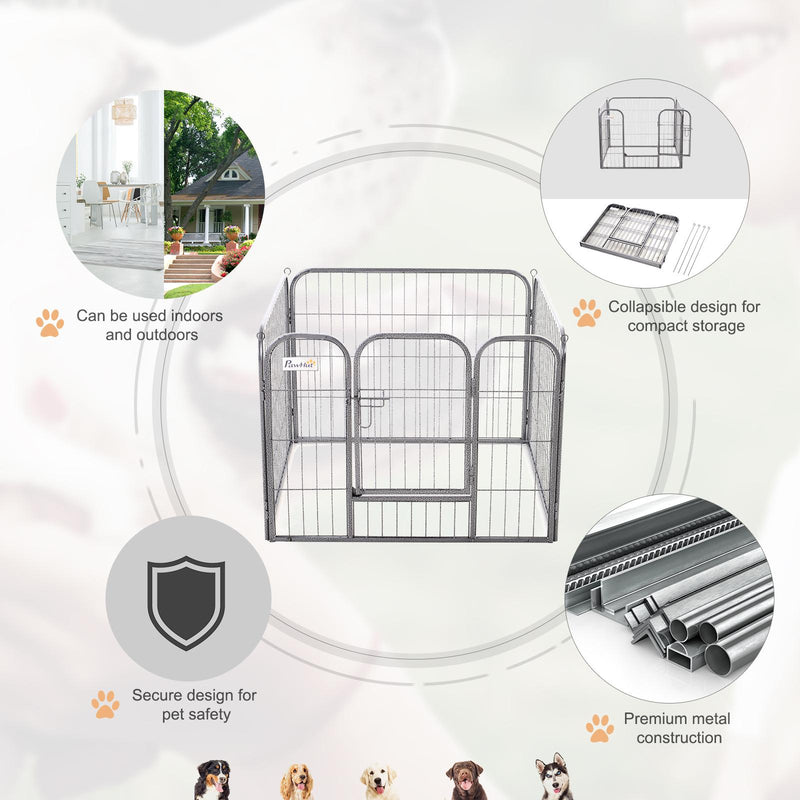 Recinto Recinzione per Animali Domestici 82x82x60 cm in Metallo  Grigio