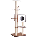 Albero Tiragraffi per Gatti con Cuccia 50x55x153 cm in Corda e Sisal  Marrone e Beige