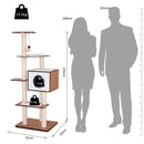 Albero Tiragraffi per Gatti con Cuccia 50x55x153 cm in Corda e Sisal  Marrone e Beige