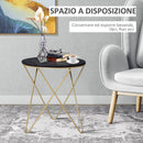 Tavolino da Soggiorno in Metallo Ø43x48 cm  Webber Nero e Oro