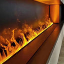 Camino Elettrico a Vapore Acqueo con Fiamme 3D con Bruciatore a Incasso 150x22,7x17,8 cm VAPOR3D150 Telecomando e APP in Acciaio e Alluminio Nero