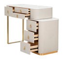 Consolle Trucco da Camera Beauty 120x75x40 cm in Legno MDF e Metallo Crema/Oro