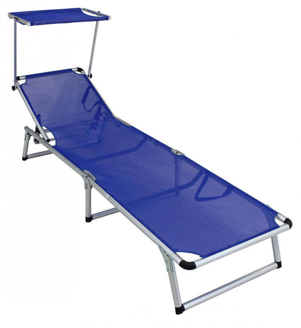 sconto Lettino Prendisole da Giardino 187x60x30 h cm in Alluminio Blu