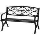 Panchina da Giardino 2 Posti 128x58,5x85 cm in Acciaio e Ghisa Nero
