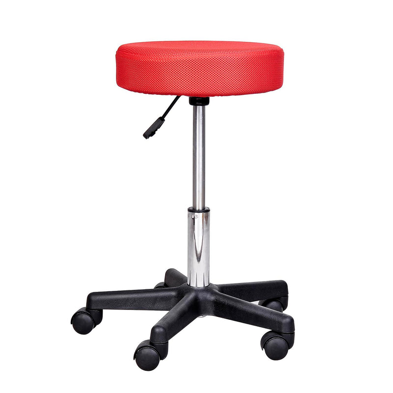 Sgabello per Parrucchieri Altezza Regolabile con 3 Rivestimenti  Nero Rosso e Bianco