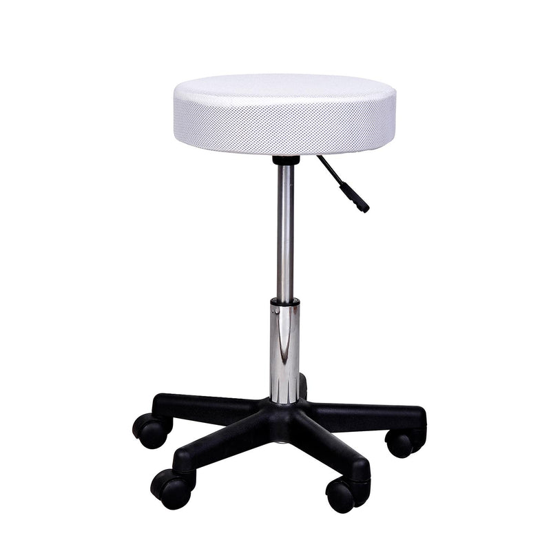 Sgabello per Parrucchieri Altezza Regolabile con 3 Rivestimenti  Nero Rosso e Bianco