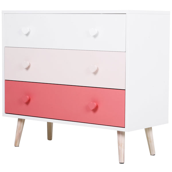 online Cassettiera con 3 Cassetti in Legno di Pino 90x42x80 cm Bianco e Rosa