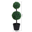 Pianta Artificiale Bosso Due Sfere Ø23x67 cm con Vaso  Verde