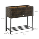 Fioriera in Metallo e Polietilene Effetto Vimini 70x30x72 cm  Marrone