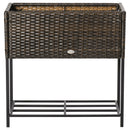 Fioriera in Metallo e Polietilene Effetto Vimini 70x30x72 cm  Marrone