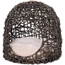 Cuccia in PVC Effetto Vimini per Gatti Ø49x46 cm con Cuscino  Marrone