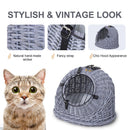 Trasportino in Vimini per Gatti 42x35x37 cm con Cuscino  Grigio