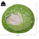 Cuccia in PVC Effetto Rattan per Gatti Ø56x40 cm con Cuscino  Verde