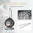 Cuccia Amaca in PVC Effetto Rattan per Gatti Ø60x110 cm con Cuscino  Nera
