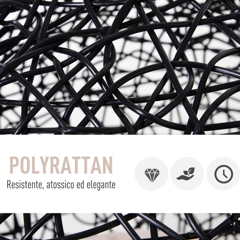 Cuccia Amaca in PVC Effetto Rattan per Gatti Ø60x110 cm con Cuscino  Nera