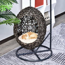 Cuccia Amaca in PVC Effetto Rattan per Gatti Ø60x120 cm con Cuscino  Caffè