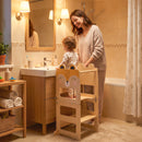 Torre Montessoriana per Bambini 2-5 Anni 57x39x93 cm con Lavagna e Tavolino Color Legno      
