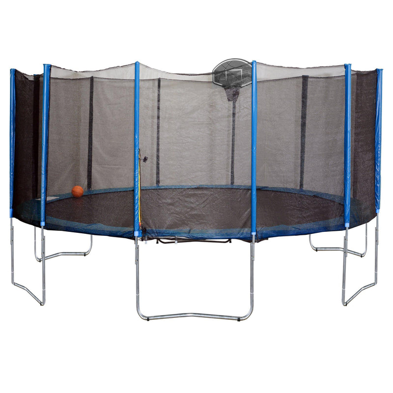 Trampolino Elastico Ø366 cm con Rete di Sicurezza e Canestro Basket  NBA