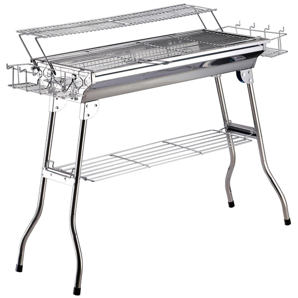 Barbecue a Carbone Carbonella Portatile in Acciaio 100x43x68 cm Rack sconto