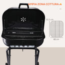 Barbecue a Carbone Carbonella Portatile con 2 Ruote 57x70x86 cm  TravelF