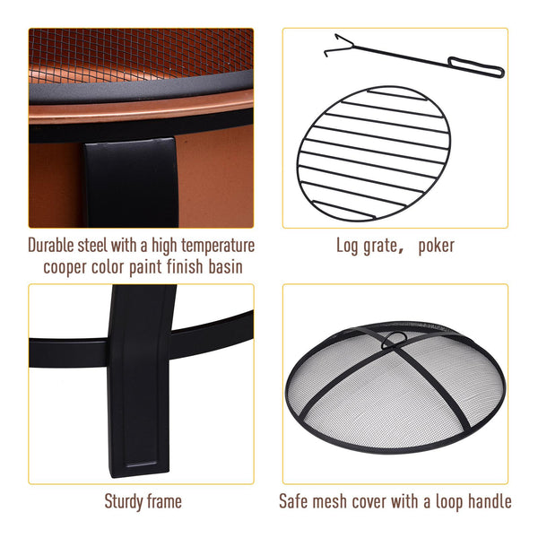 Braciere da Esterno in Acciaio Ø75,3x63 cm con Accessori  CampFire online