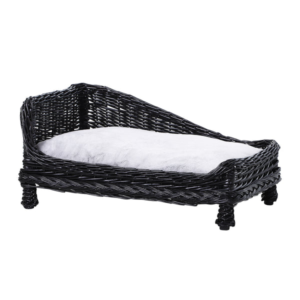 Cuccia per Cani e Gatti in Vimini con Cuscino 69x42x33 cm  Sofa Nero prezzo
