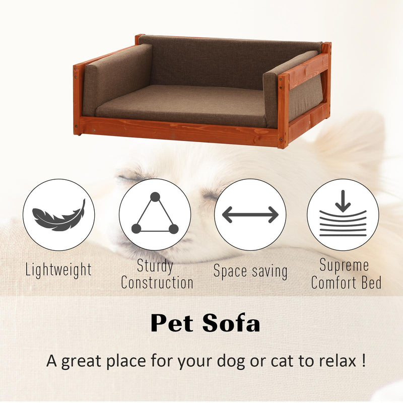 Divanetto per Cani e Gatti 62,5x54,5x23 cm in Legno con Cuscini  Oklahoma