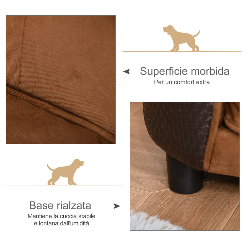 Divanetto per Cani e Gatti 70x48x40 cm con Cuscino  Supreme Marrone