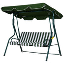 Dondolo 3 Posti da Giardino 170x110x153 cm  Swivel Verde e Bianco