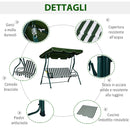 Dondolo 3 Posti da Giardino 170x110x153 cm  Swivel Verde e Bianco