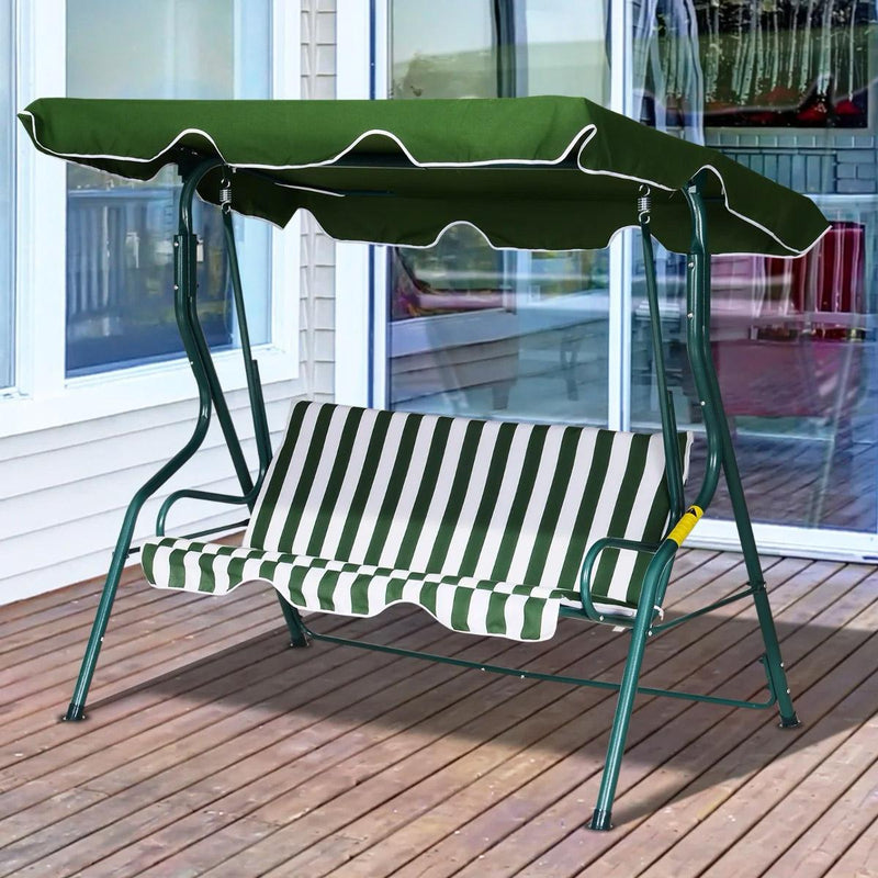 Dondolo 3 Posti da Giardino 170x110x153 cm  Swivel Verde e Bianco