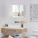 Pensile da Bagno 2 Ante Specchio in MDF 80x15x60 cm  MoreMorning Bianco