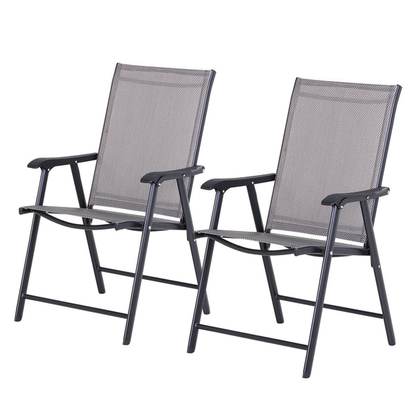 Set 2 Sedie da Giardino 58x64x94 cm in Textilene  Sanders Grigio e Nero online